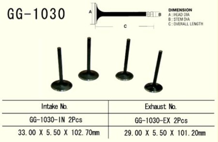 Obrazek dla: Zawór wydechowy stalowy Honda TRX400EX 9908 XR400 9606 TRX500 FGA/FPA 0414 (14721HN2000 14721KCY000 14721KCY670)(MADE IN JAPAN)  Vesrah GG1030EX
