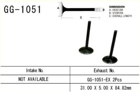 Obrazek dla: VESRAH ZAWÓR WYDECHOWY HONDA CRF 450R '02'07 (31,0X5,0X84,82 MM) (OEM: 14721MEB670) (1SZT.) (MADE IN JAPAN)