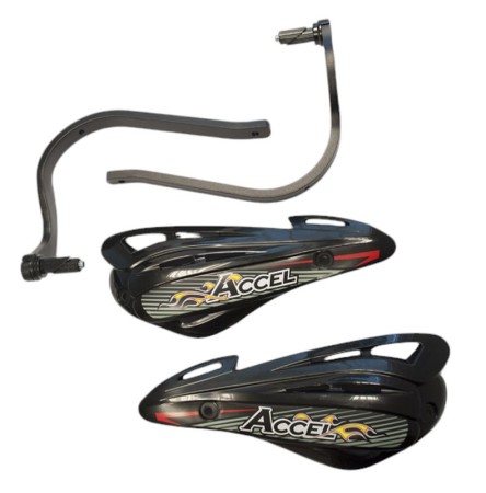 ACCEL OSŁONY RĄK (HANDBARY) Z MOCOWANIEM ALUMINIOWYM ATV (22+28MM) (ALUCZARNY, PLASTIKCZARNY)