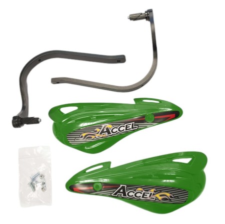 ACCEL OSŁONY RĄK (HANDBARY) Z MOCOWANIEM ALUMINIOWYM ATV (22+28MM) (ALUCZARNY, PLASTIKZIELONY)  PROMOCJA