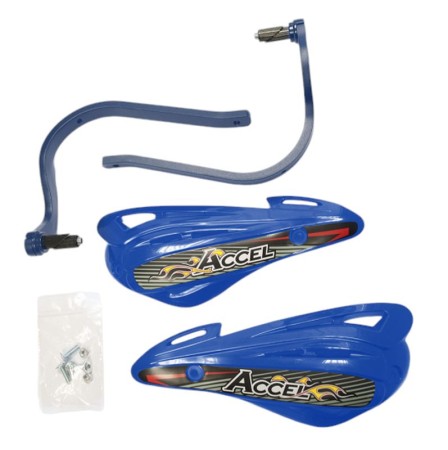 ACCEL OSŁONY RĄK (HANDBARY) Z MOCOWANIEM ALUMINIOWYM ATV (22+28MM) (ALUNIEBIESKI, PLASTIKNIEBIESKI)