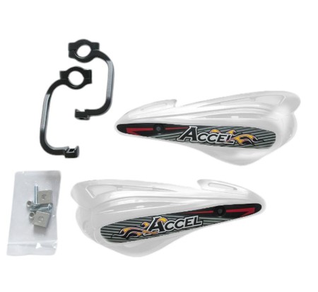 ACCEL OSŁONY RĄK (HANDBARY) Z MOCOWANIEM ALUMINIOWYM MX (22+28MM) (ALUCZARNY, PLASTIKBIAŁY)