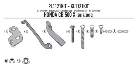 Obrazek dla: KAPPA ADAPTER DO ZAMONTOWANIA STELAŻA BOCZNEGO KL1121, KLX1121 HONDA CB 500X W ROCZNIKACH (1718)