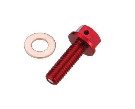 ACCEL KOREK SPUSTOWY OLEJU HONDA CRF 250 R/X '04'15 ( Z MAGNESEM) KOLOR CZERWONY (MDP00RD)