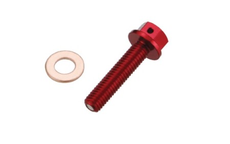 ACCEL KOREK SPUSTOWY OLEJU HONDA CRF 150 R '07'16 ( Z MAGNESEM) KOLOR CZERWONY (MDP01RD)  PROMOCJA