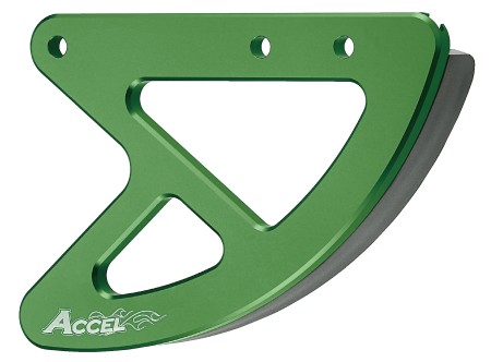 ACCEL OSŁONA TARCZY HAMULCOWEJ TYŁ KAWASAKI KXF 250/450 '05'17, KX 125/250 '05'08 (ALUMINIOWA), KOLOR ZIELONY