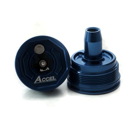 ACCEL KOREK GÓRNY (NAKRĘTKA) AMORTYZATORA PRZEDNIEGO Z REGULACJĄ HONDA CRF 450R 0914; YAMAHA YZ/YZF 125/250/450/X 0620, WRF 250/450 1220, KAWASAKI KXF 450 0814, SUZUKI RMZ 250 19, GAS GAS KOLOR NIEBIESKI (KPL.2SZT.)  PROMOCJA