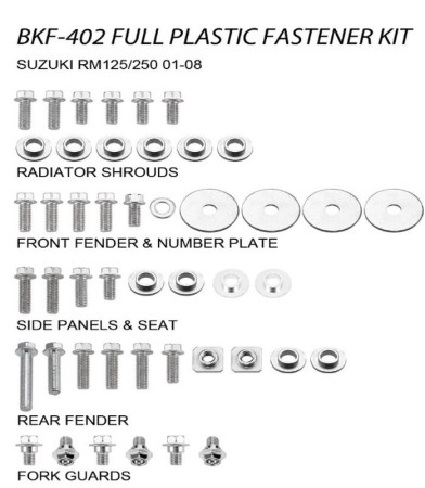 ACCEL KOMPLET ŚRUB DO PLASTIKÓW SUZUKI RM 125/250 '0108 (BKF402)