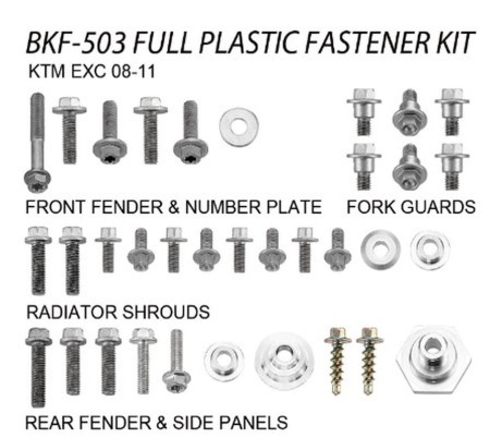 ACCEL KOMPLET ŚRUB DO PLASTIKÓW KTM EXC '0811 (BKF503)