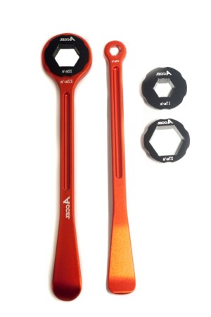 ACCEL KOMPLET ŁYŻEK DO OPON (23+24CM) ALU7075 KUTE Z KLUCZAMI 10,13,17,22,27,32 MM KOLOR POMARAŃCZOWY (ŁYŻKA DO OPON)