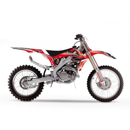 BLACKBIRD KOMPLET NAKLEJEK (OKLEIN) + POKROWIEC POSZYCIE NA SIEDZENIE HONDA CRF 250R '10'13, CRF 450R '09'12 DREAM 4 KOLOR CZARNY CZERWONY BIAŁY
