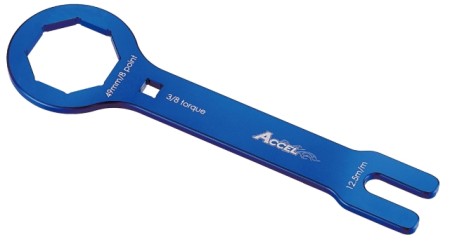 ACCEL KLUCZ DO SERWISU ZAWIESZEŃ PRZEDNICH KAYABA (KYB) DWUKOMOROWYCH OLEJOWYCH ORAZ POWIETRZNYCH 48U/48PSF,PSF2 AIR DO ROZKRĘCANIA GÓRNEJ OŚMIOKĄTNEJ NAKRETKI 49MM HONDA, KAWASAKI, SUZUKI, YAMAHA, HUSQVARNA KOLOR CZARNY (FCW02) (FCW02)