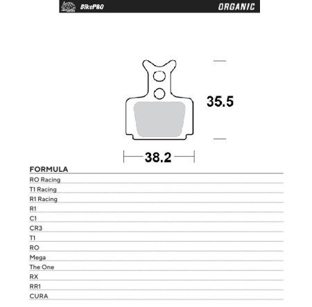 MOTOMASTER WYPRZEDAŻ BIKE PRO KLOCKI HAMULCOWE ROWEROWE ORGANICZNE PASUJE DO FORMULA CURA, RO RACING, T1 RACING, R1 RACING, R1, C1, CR3, T1, RO, MEGA, THE ONE, RX, RR1