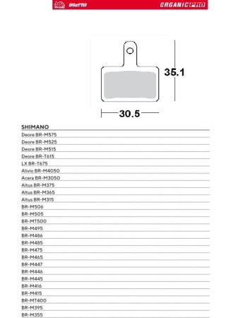 MOTOMASTER WYPRZEDAŻ BIKE PRO KLOCKI HAMULCOWE ROWEROWE ORGANICZNE PRO PASUJE DO SHIMANO DEORE BRM575, BRM525, BRM515, BRT615, BRM506, BRM505, BRMT500, BRM495, BRM486, BRM485, BRM475, TEKTRO