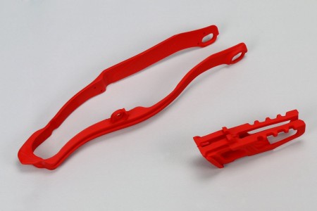 UFO KOMPLET ŚLIZG (HO04663070) + PROWADNICA (HO04662070) ŁAŃCUCHA HONDA CRF 250R '1417, CRF 450R '1316, KOLOR CZERWONY