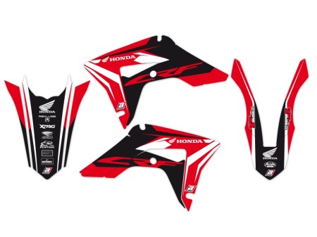 BLACKBIRD KOMPLET NAKLEJEK (OKLEIN) + POKROWIEC POSZYCIE NA SIEDZENIE HONDA CRF 250R '18'21, CRF 450R '17'20, CRF 450X '17'24 DREAM 4 KOLOR CZERWONY CZARNY