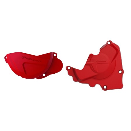 POLISPORT ZESTAW OSŁONA POKRYWY (DEKLA) ALTERNATORA ORAZ OSŁONA POKRYWY SPRZĘGŁA HONDA CRF 250R '13'17 KOLOR CZERWONY (8461000002+8441100002)