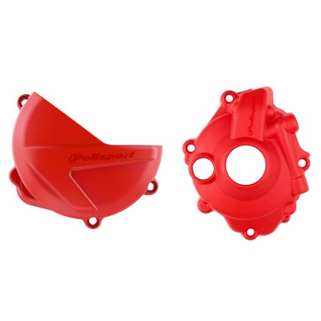 POLISPORT ZESTAW OSŁONA POKRYWY (DEKLA) ALTERNATORA ORAZ OSŁONA POKRYWY SPRZĘGŁA I OSLONY POMPY WODY HONDA CRF 250R '18'25 KOLOR CZERWONY (8465900002+8465700002+8484400002)