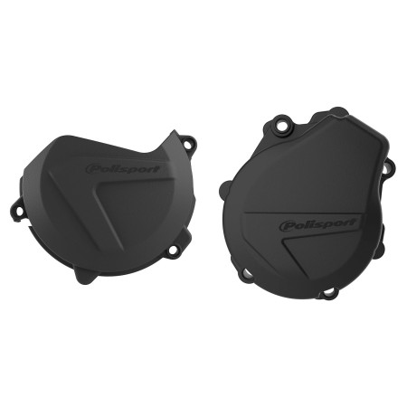 POLISPORT ZESTAW OSŁONA POKRYWY (DEKLA) ALTERNATORA ORAZ OSŁONA POKRYWY SPRZĘGŁA I OSŁONA POMPY WODY KTM EXCF/XCF 450/500 '17'22; HUSQVARNA FE 450/501 '17'22 KOLOR CZARNY (846700001+8460500001+8485000001)