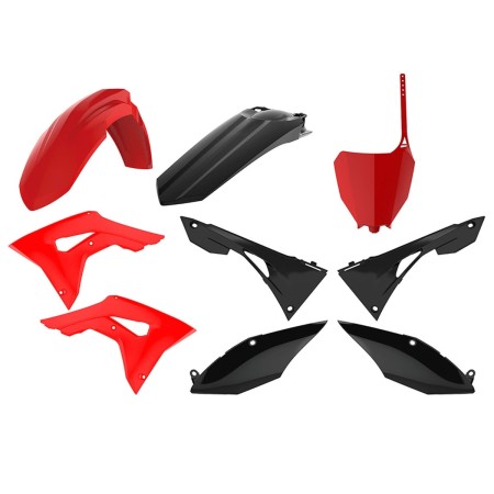 POLISPORT KOMPLET PLASTIKÓW HONDA CRF 250R '18'21; CRF 450R '17'20 KOLOR CZERWONO CZARNY