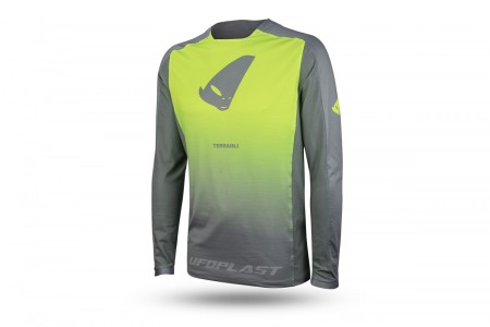 UFO KOSZULKA ROWEROWA MTB / EBIKE TERRAIN LV1 JERSEY MADE IN ITALY (DŁUGI RĘKAW) KOLOR SZARY/ZÓŁTY FLUO ROZMIAR M  KOLEKCJA 2024