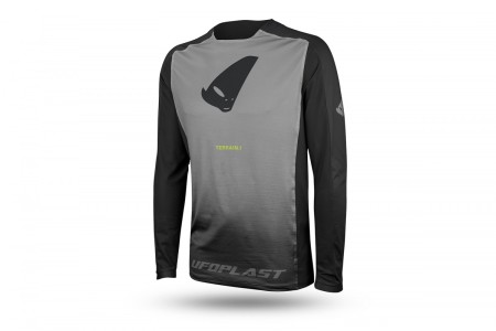 UFO KOSZULKA ROWEROWA MTB / EBIKE TERRAIN LV1 JERSEY MADE IN ITALY (DŁUGI RĘKAW) KOLOR SZARY/CZARNY ROZMIAR M  KOLEKCJA 2024