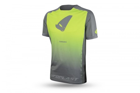 UFO KOSZULKA ROWEROWA MTB / EBIKE TERRAIN SV1 JERSEY MADE IN ITALY (KRÓTKI RĘKAW) KOLOR SZARY/ZÓŁTY FLUO ROZMIAR L  KOLEKCJA 2024
