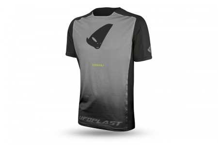 UFO KOSZULKA ROWEROWA MTB / EBIKE TERRAIN SV1 JERSEY MADE IN ITALY (KRÓTKI RĘKAW) KOLOR SZARY/CZARNY ROZMIAR M  KOLEKCJA 2024