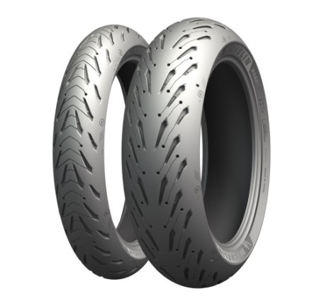 Obrazek dla: MICHELIN KOMPLET OPON (CAI162459/24) 120/70ZR17 ROAD 5 (58W) TL M/C PRZÓD DOT 2024 + (CAI088877/24) 160/60ZR17 ROAD 5 (69W) TL M/C TYŁ DOT 2024 + GŁOŚNIK MICHELIN