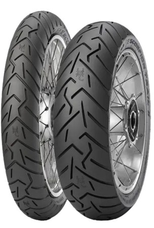 Obrazek dla: PIRELLI KOMPLET OPON (2526500/24) 110/80R19 SCORPION TRAIL II 59V TL M/C PRZÓD DOT 2024 + (2527000/22) 140/80R17 SCORPION TRAIL II 69V TL M/C TYŁ DOT 2022 + UFO RĘKAWICZKI SKILL RADIAL ROZMIAR L