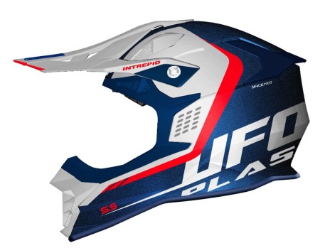 Obrazek dla: UFO 2024/09 KASK INTREPID CROSS KOLOR BIAŁY/NIEBIESKI/CZERWONY FLUO ROZMIAR XS ( ECE 22R06 )  KOLEKCJA 2024