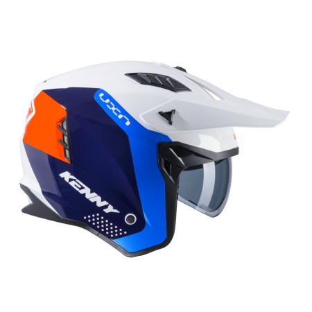 KENNY RACING KASK OTWARTY JET MODEL MILES GRAPHIC WHITE/ORANGE/BLUE KOLOR BIAŁY/NIEBIESKI/POMARAŃCZOWY ROZMIAR S ( 55  56 CM )