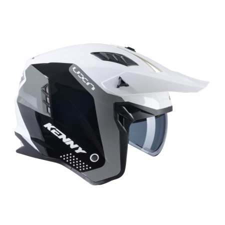 KENNY RACING KASK OTWARTY JET MODEL MILES GRAPHIC WHITE/GREY KOLOR BIAŁY/SZARY/CZARNY ROZMIAR XL ( 61  62 CM )