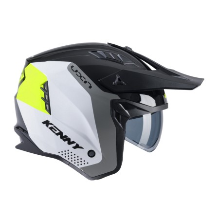 KENNY RACING KASK OTWARTY JET MODEL MILES GRAPHIC BLACK/NEON YELLOW KOLOR BIAŁY/SZARY/CZARNY/ŻÓŁTY FLUO ROZMIAR XL ( 61  62 CM )