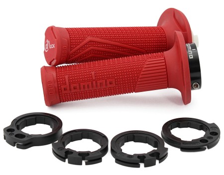 DOMINO MANETKI (GRIPY) OFF ROAD DLOCK (Z ADAPTERAMI ROLGAZU  KTM, HUSQVARNA, GASGAS, HONDA, KAWASAKI, SUZUKI, YAMAHA) KOLOR CZERWONY