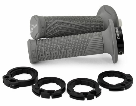DOMINO MANETKI (GRIPY) OFF ROAD DLOCK (Z ADAPTERAMI ROLGAZU  KTM, HUSQVARNA, GASGAS, HONDA, KAWASAKI, SUZUKI, YAMAHA) KOLOR SZARY