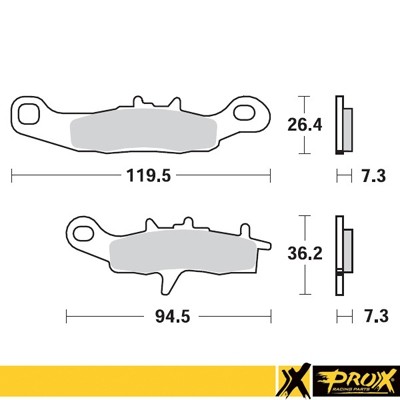 Obrazek dla: PROX KLOCKI HAMULCOWE KH258 / KH349 KAWASAKI KX 80/85/100 '9720, SUZUKI RM 85 '0520 PRZÓD, KAWASAKI KFX 450R 0814, KVF 650 BRUTE FORCE '0513 PRZÓD PRAWY