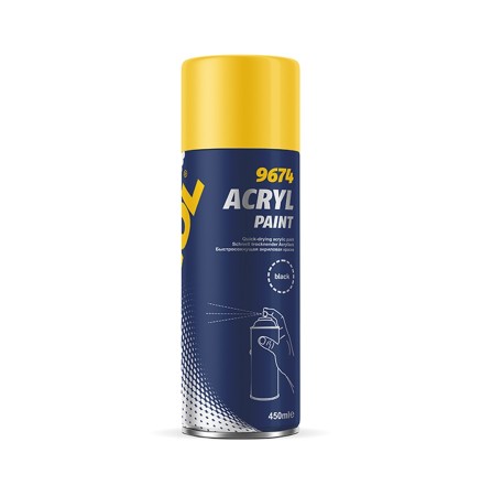 MANNOL ACRYL BLACK PAINT 450ML  FARBA W SPRAYU KOLOR CZARNY MAT (9674) (24)