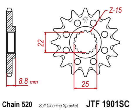 JT ZĘBATKA PRZEDNIA 1248 16 KTM SX/EXC '91'25 SAMOOCZYSZCZAJĄCA (124816JT) (ŁAŃC. 520)
