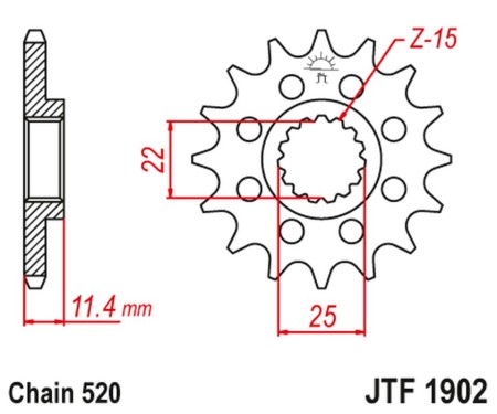 JT ZĘBATKA PRZEDNIA 1252 12 KTM LC4 400/600/620/640/690 (125212JT) (ŁAŃC. 520)