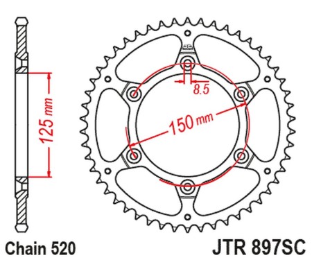Obrazek dla: JT ZĘBATKA TYLNA 899 42 KTM EXC/SX/EXCF 200/250/300/400/450/530 ULTRALITE SAMOOCZYSZCZAJĄCA (89942JT) (ŁAŃC. 520)