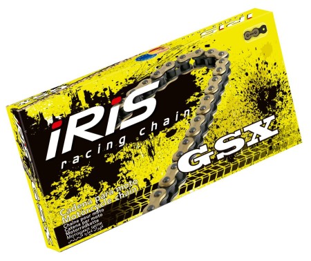IRIS ŁAŃCUCH NAPĘDOWY 420 GSX132 (132OGNIW) BEZ ORINGÓW (OTWARTY + ZAPINKA) KOLOR ZŁOTY (17,5KN)