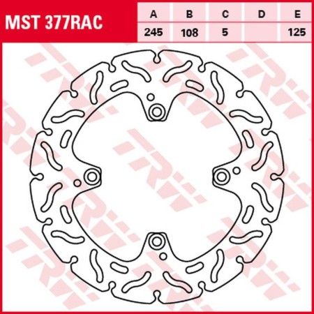 TRW ZF TARCZA HAMULCOWA TYŁ DUCATI HYPERMOTARD 796 '10'12, MONSTER 800 '05'07, 848 EVO '10'13, MONSTER 996 '04'06, MONSTER 1000 '06'08, MULTISTRADA DS 1000 '03'06, HYPERMOTARD 1100 '05'12, MULTISTRADA 1100 '07'09 (245X108X5MM) WAVE