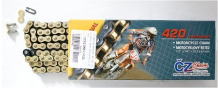 CZ ŁAŃCUCH NAPĘDOWY 420 MX (120 OGNIW) ZŁOTY (MOTOCROSS DO 85 CCM) (22,0 KN) + ZAPINKA