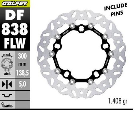 GALFER TARCZA HAMULCOWA PRZÓD HARLEYDAVIDSON (WAVE FLOATING) (300X138X5)