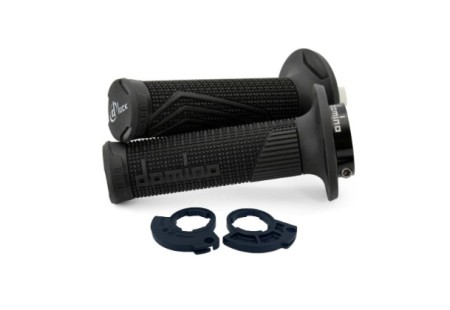 DOMINO MANETKI (GRIPY) OFF ROAD DLOCK NA JEDNĄ LINKE 2T (Z ADAPTERAMI ROLGAZU  KTM, HUSQVARNA, GASGAS, HONDA, KAWASAKI, SUZUKI, YAMAHA I INNE) KOLOR CZARNY