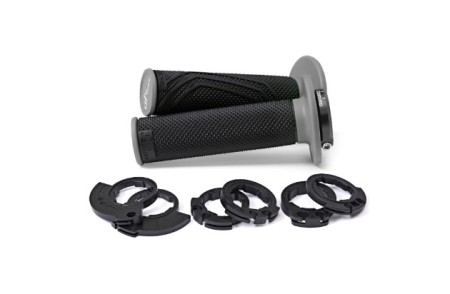 DOMINO MANETKI (GRIPY) OFF ROAD DLOCK 2T / 4T (Z ADAPTERAMI ROLGAZU  KTM, HUSQVARNA, GASGAS, HONDA, KAWASAKI, SUZUKI, YAMAHA I INNE) KOLOR CZARNY/SZARY