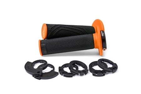 DOMINO MANETKI (GRIPY) OFF ROAD DLOCK 2T / 4T (Z ADAPTERAMI ROLGAZU  KTM, HUSQVARNA, GASGAS, HONDA, KAWASAKI, SUZUKI, YAMAHA I INNE) KOLOR CZARNY/POMARAŃCZOWY