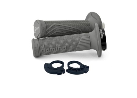 DOMINO MANETKI (GRIPY) OFF ROAD DLOCK NA JEDNĄ LINKE 2T (Z ADAPTERAMI ROLGAZU  KTM, HUSQVARNA, GASGAS, HONDA, KAWASAKI, SUZUKI, YAMAHA I INNE) KOLOR SZARY