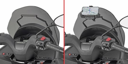 Obrazek dla: KAPPA 2025/07 POPRZECZKA DO ZAMONTOWANIA TOREB I MOCOWAŃ GPS / SMARTPHONE PIAGGIO MP3 310 '25,